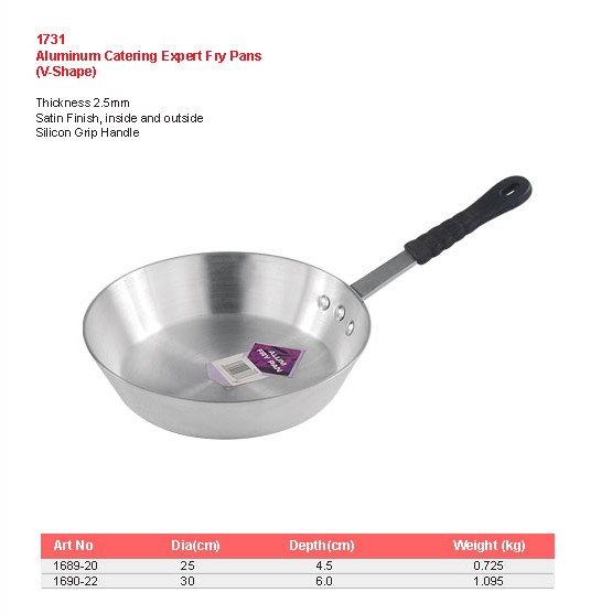 Product sheet for Catering expert fry pan (model 1731) with sizes and specifications